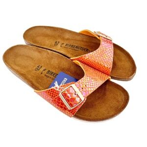 Birkenstock Orange Madrid Scaly Shiny Slides Sz 11
